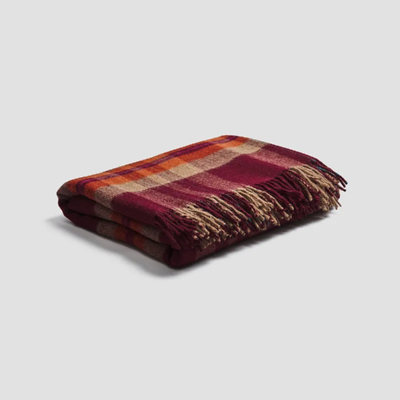 Berry Plaid Cabin Wool Blanket