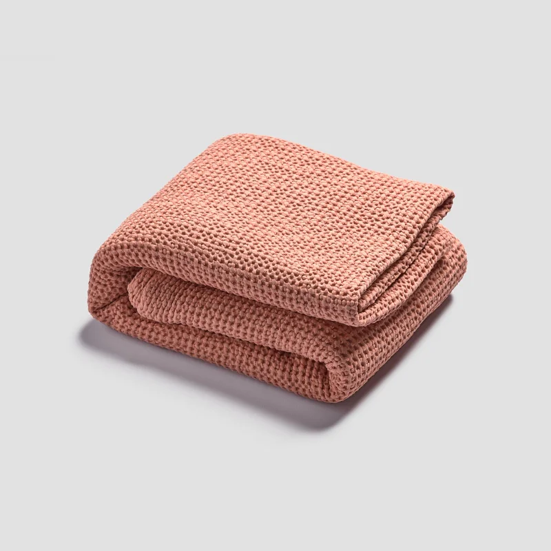 Pink Clay Waffle Cotton Throw