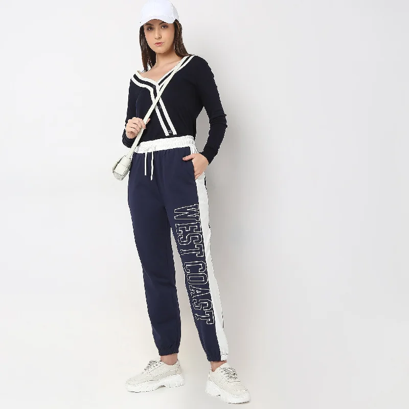 Relaxed Fit Printed High Rise Joggers