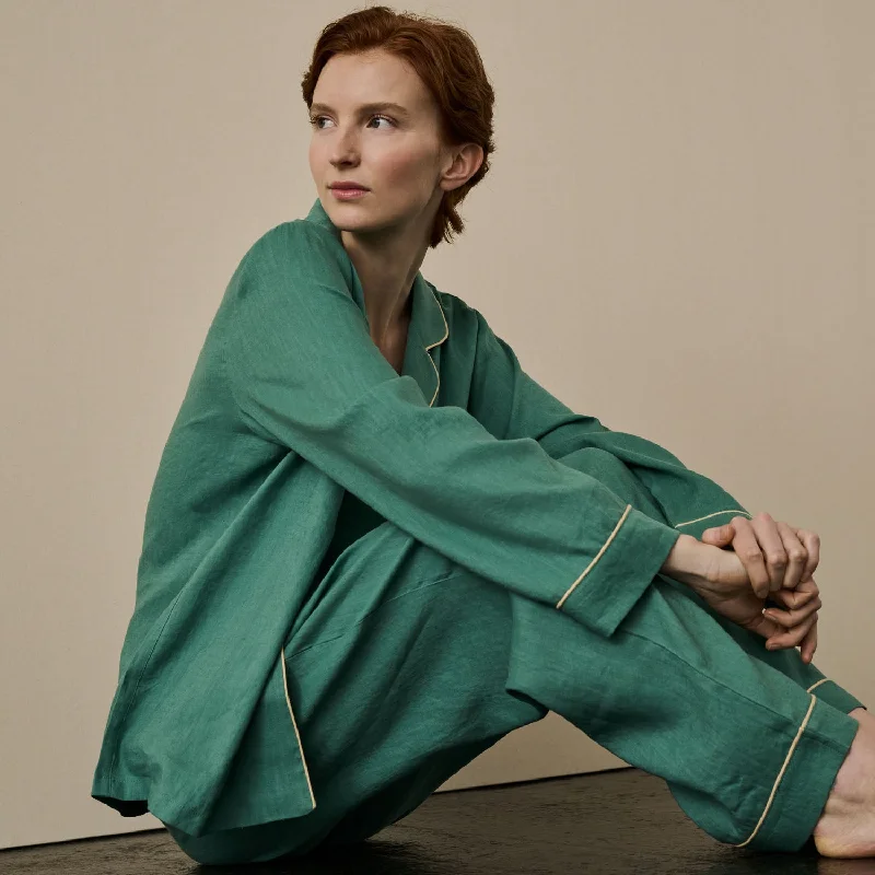 Tranquil Green Linen Pajama Set