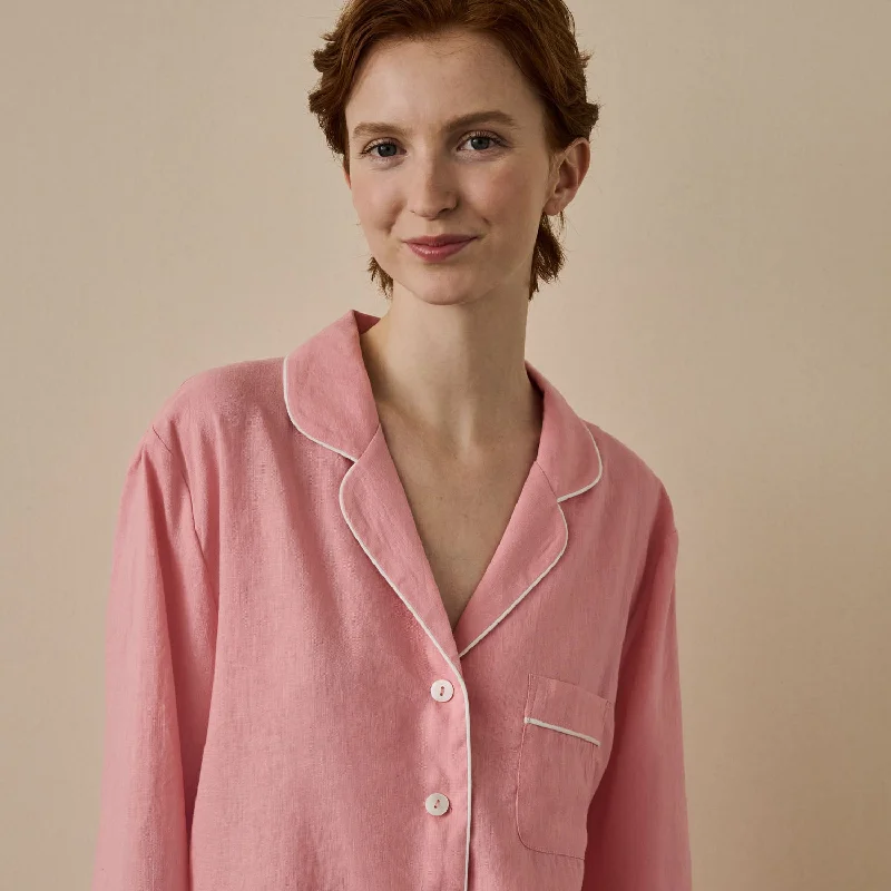 Pink Bloom Linen Pajama Shirt