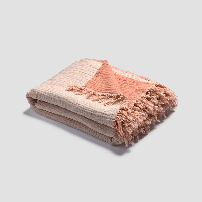 Pink Clay & Birch Textured Cotton Throw