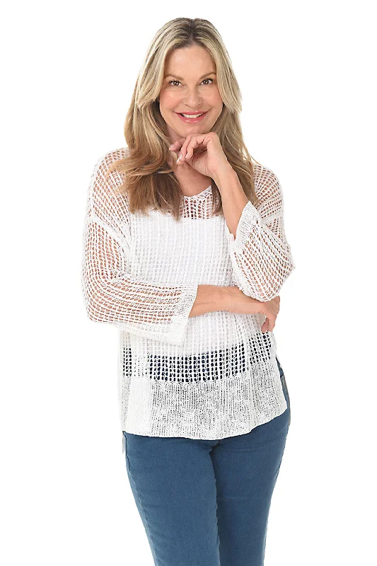 Open Crochet High-Low Sweater