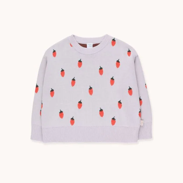 TINYCOTTONS Kids "STRAWBERRIES" CROP SWEATERS in light lilac/red 233