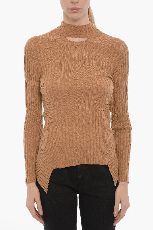 Wolford Ribbed Lightweight Sweater with Cut Out Detail