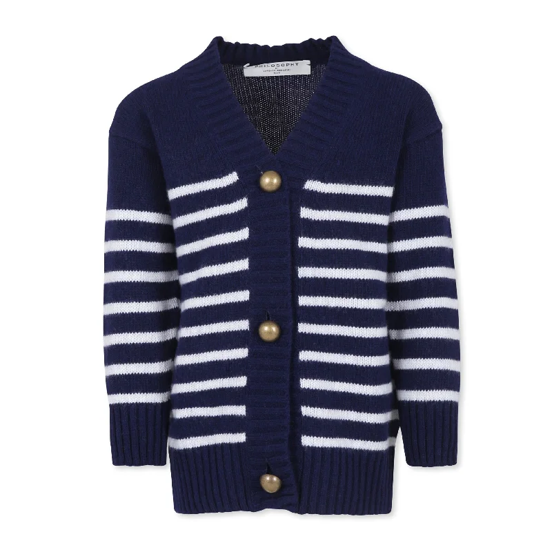 Philosophy Di Lorenzo Serafade Kids V-Neck Striped Cardigan - 6Y