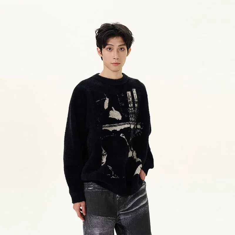 Abstract Design Graphic Knit Sweater