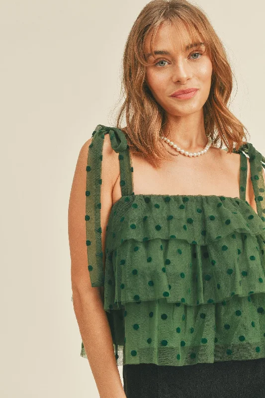 Hunter Green Tiered Ruffle Layer Top