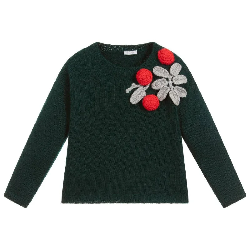 Il Gufo Baby Kids Embroidered Flower Sweater