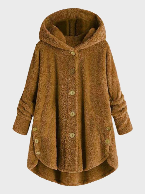 Fluffy Faux Hoodie Fleece Coat