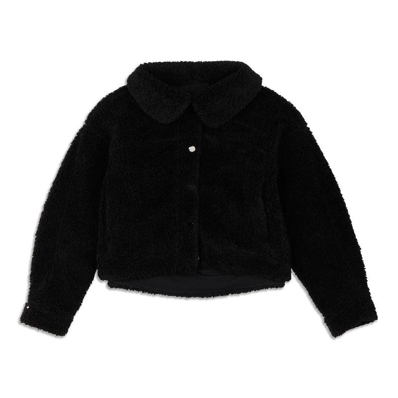 Textured Fleece Button Jacket