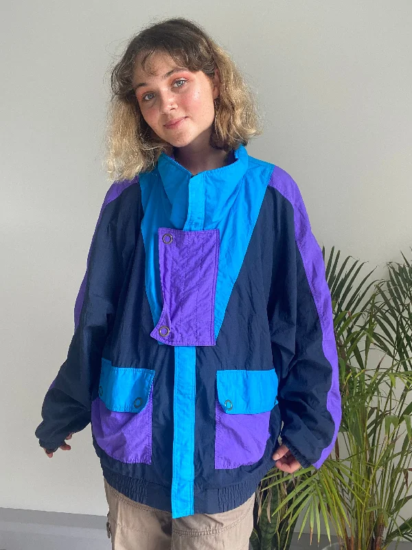 Vintage Blue and Purple Sports Jacket (XL)