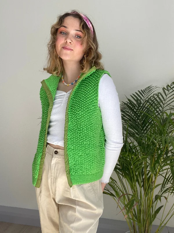 Vintage Unique Green Sleeveless Jacket (S-M)