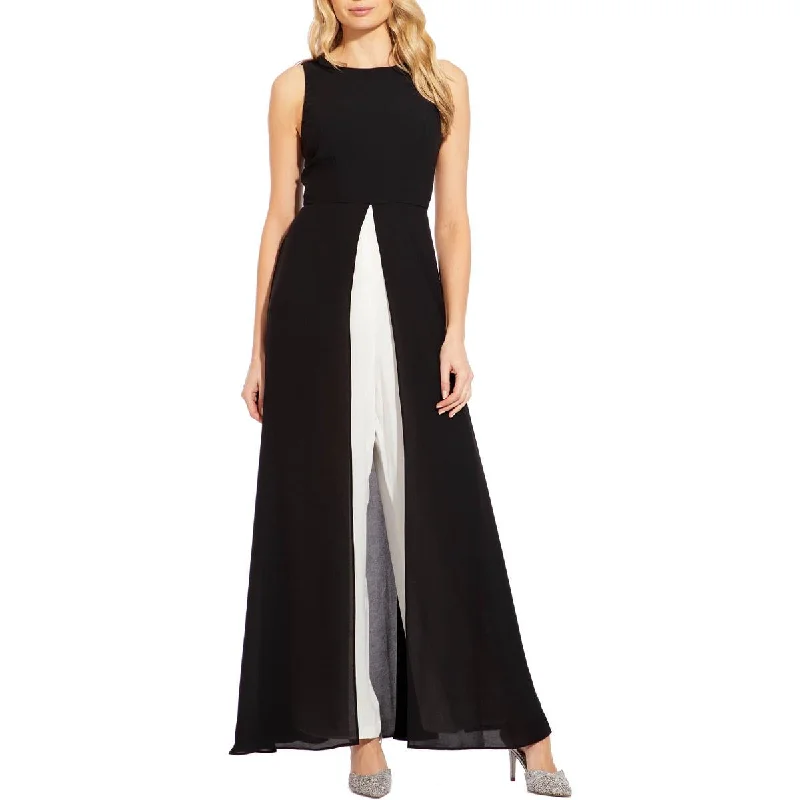 Adrianna Papell Womens Crepe Overlay Jumpsuit