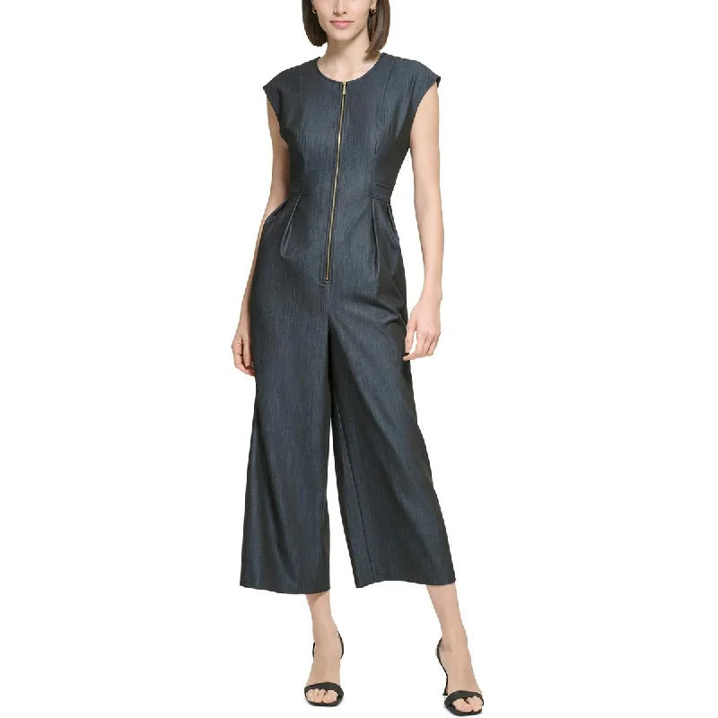 Calvin Klein Womens Slub Wide Leg Jumpsuit