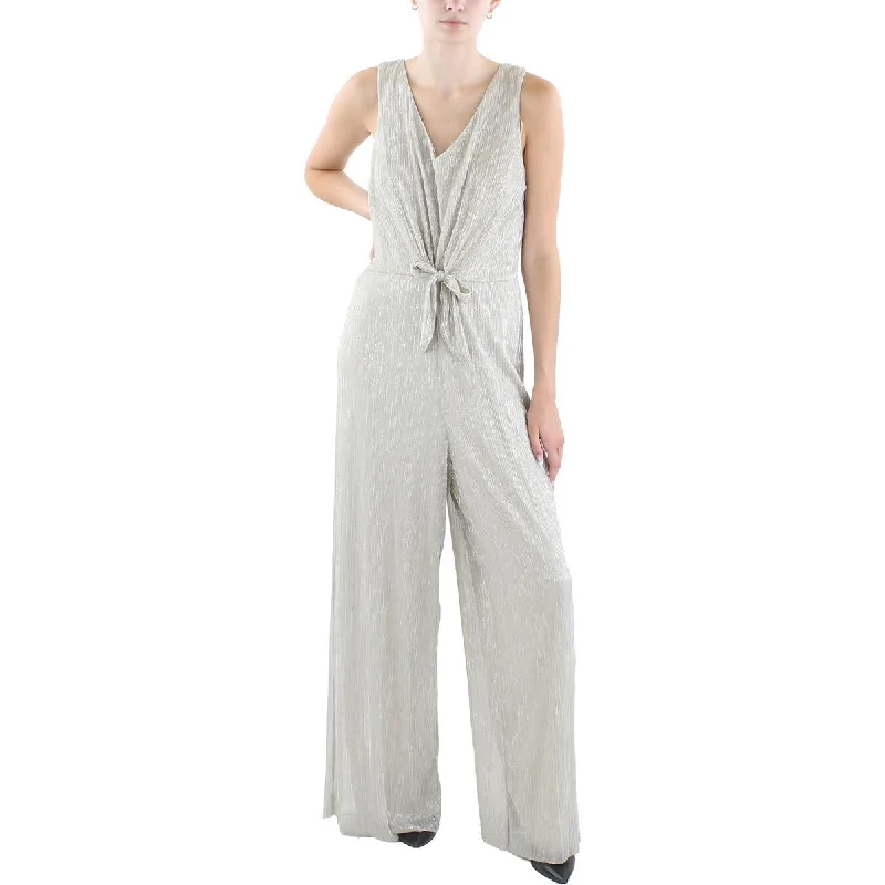 CeCe Womens Metallic Wide Leg Jumpsuit