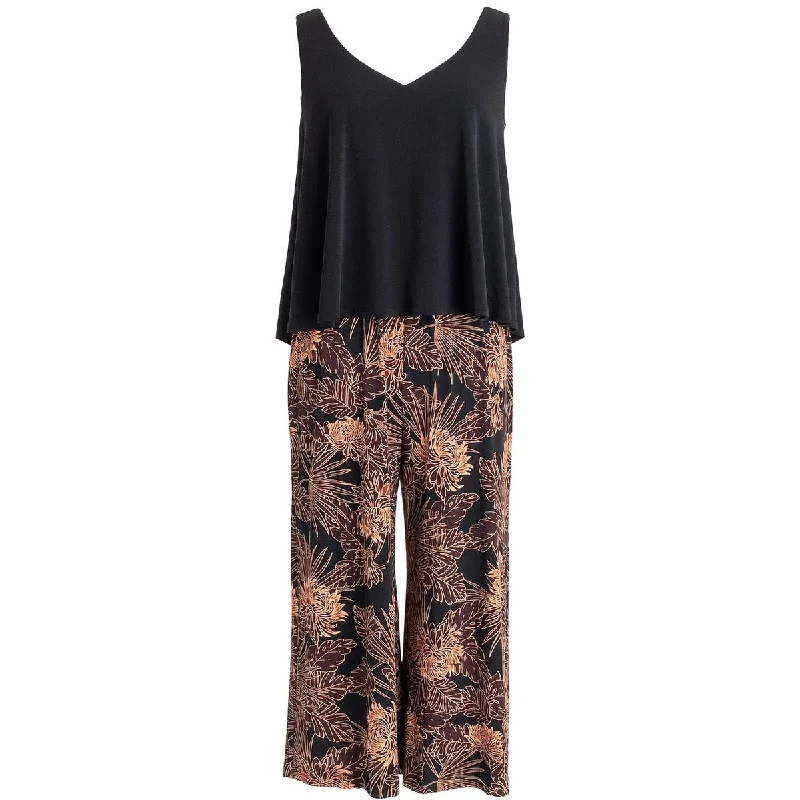 Connected Apparel Womens Printed Cropped Jumpsuit