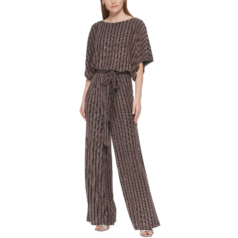 Jessica Howard Womens Knit Glitter Jumpsuit