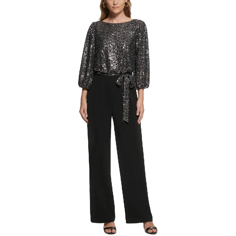 Jessica Howard Womens Sequined Long Jumpsuit