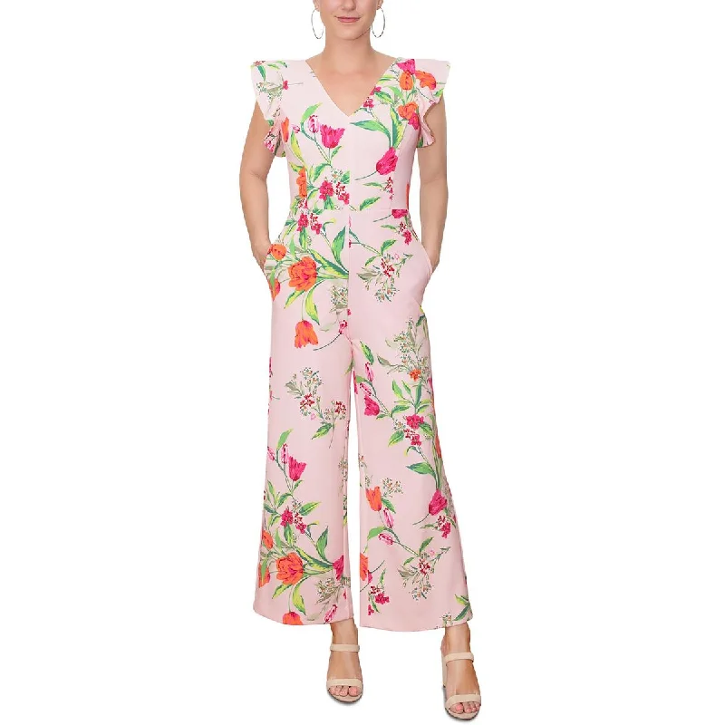 Rachel Rachel Roy Womens Floral Print V Neck Jumpsuit