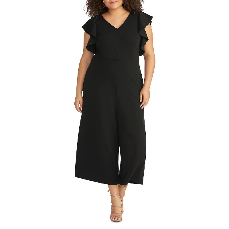 Rachel Rachel Roy Womens Plus Kate Ruffled V-Neck Jumpsuit