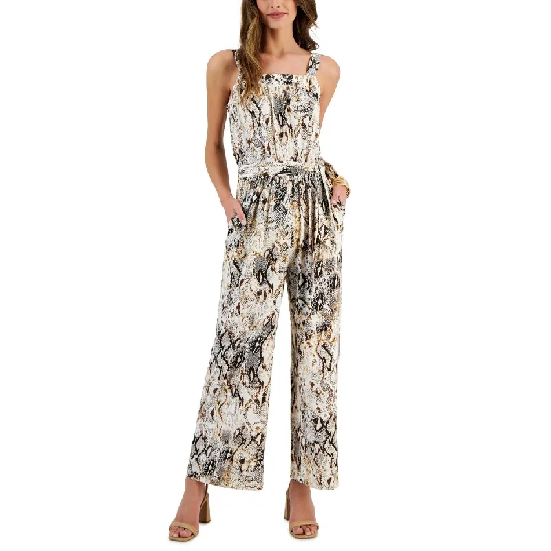 Studio by JPR Womens Open Road Zebra Knit Animal Print Jumpsuit