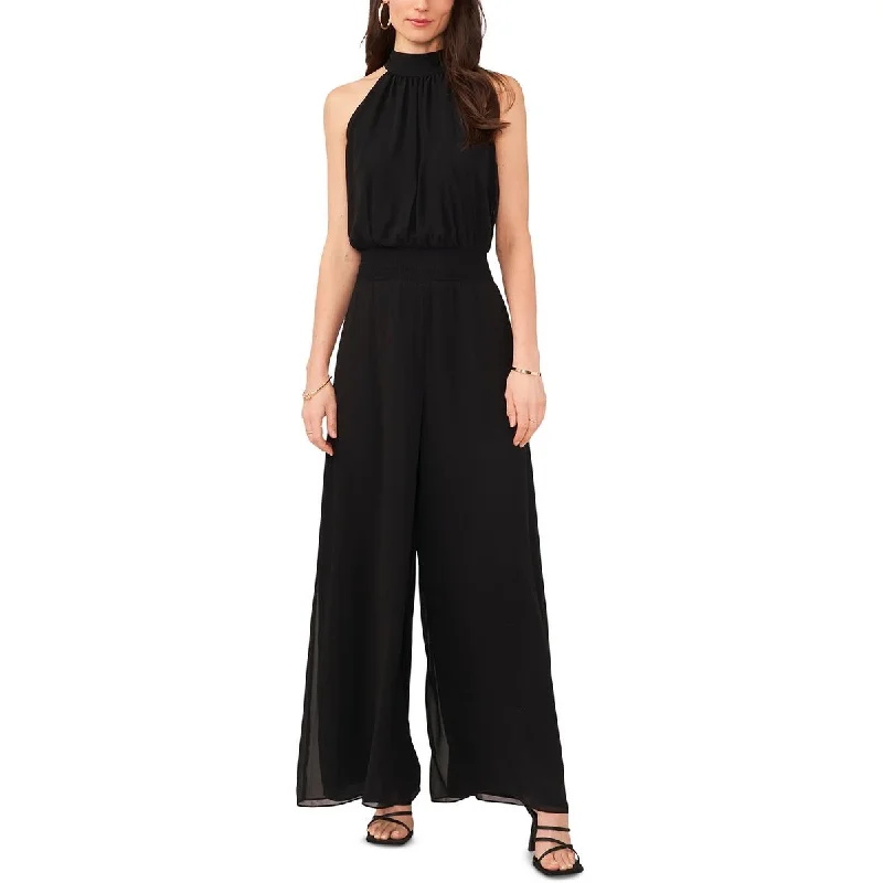 Vince Camuto Womens Georgette Smocked Jumpsuit