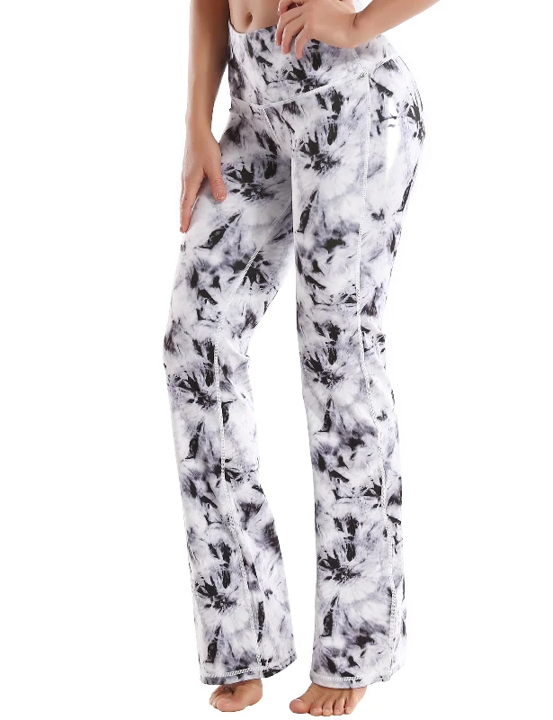 29" 31" 33" 35" 37" High Waist Printed Bootcut Leggings Black Dandelion