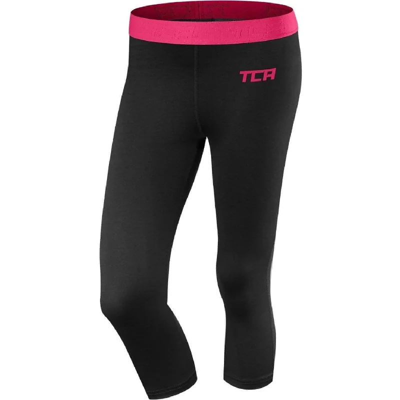 TCA Pro Performance Endurance Womens 3/4 Capri Running Tights - Black