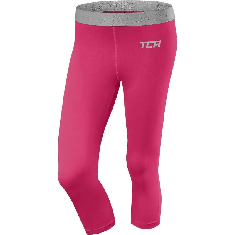 TCA Pro Performance Endurance Womens 3/4 Capri Running Tights - Pink