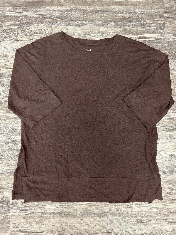 Brown Top Short Sleeve Basic Pure Jill, Size M