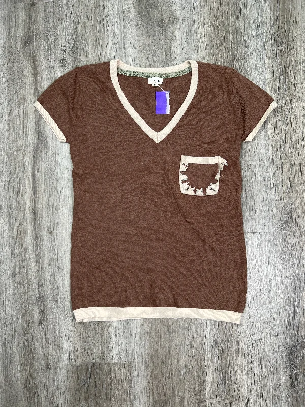 Brown Top Short Sleeve Pol, Size M