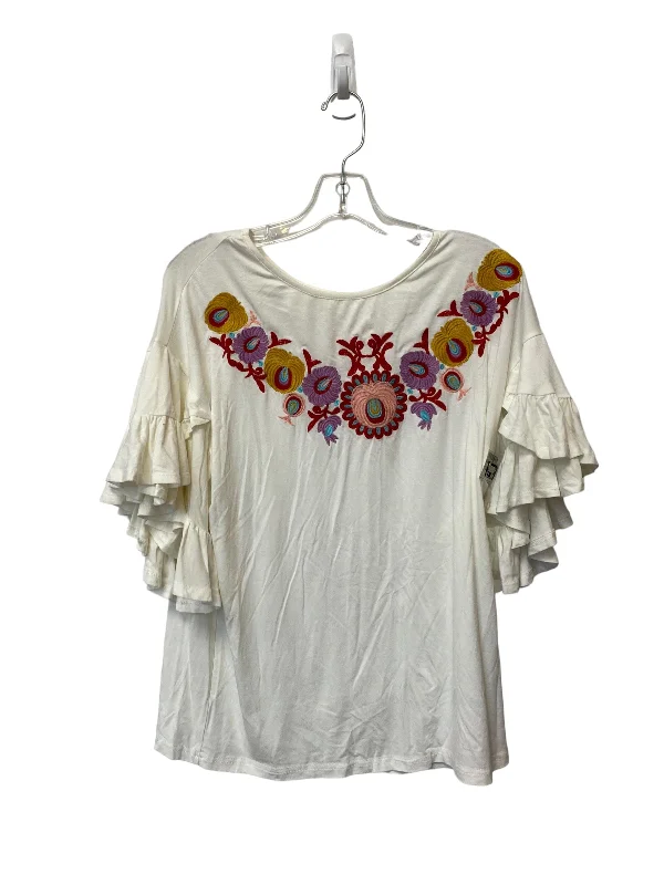 Cream Top Short Sleeve Entro, Size S