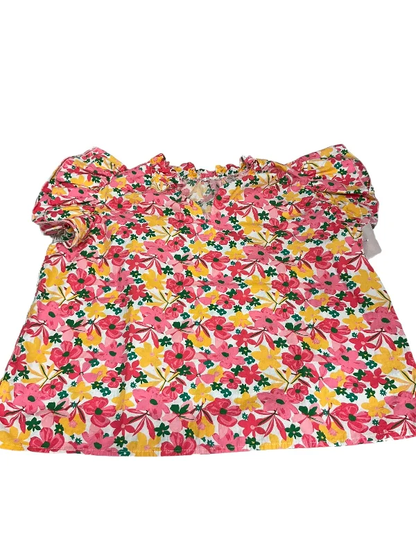 Floral Print Top Short Sleeve Kaktus, Size Xxl