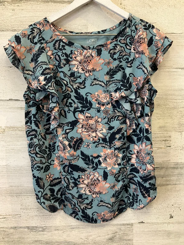 Floral Print Top Short Sleeve Loft, Size S