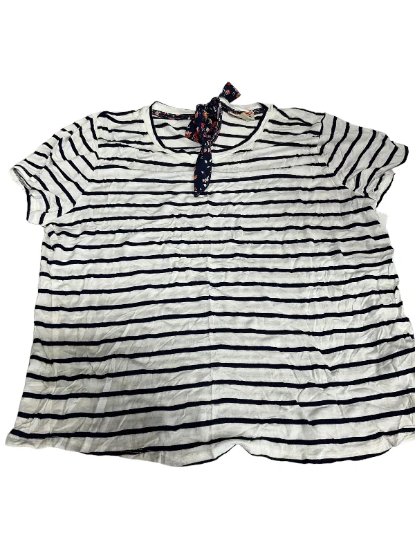 Striped Pattern Top Short Sleeve Maison Jules, Size Xxl