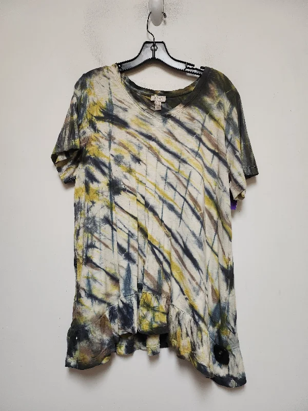 Tie Dye Print Top Short Sleeve Logo, Size L