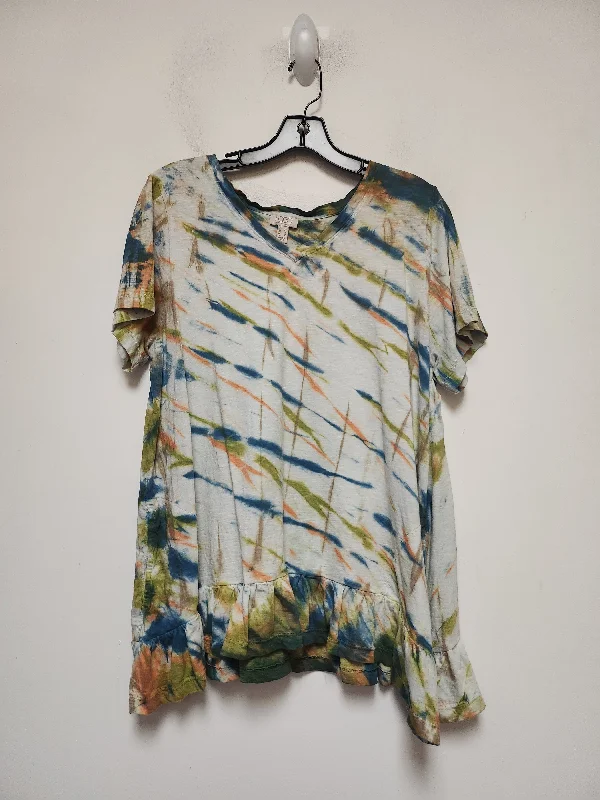 Tie Dye Print Top Short Sleeve Logo, Size L