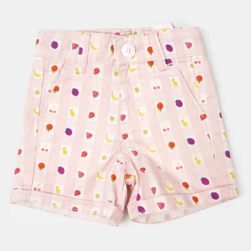 Infant Girls Cotton Short Fruit Party - Baby Pink