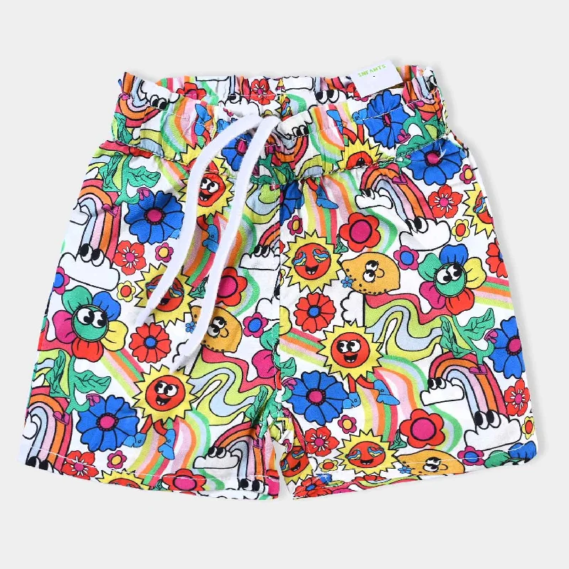 Infant Girls Viscose Short Flowers-Printed