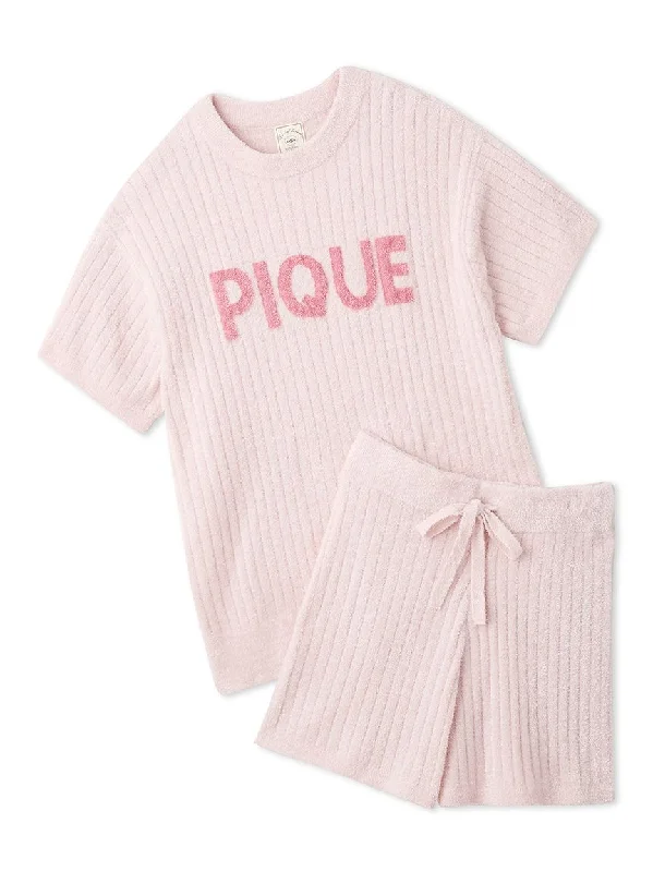 Logo Jacquard Ribbed Knit Loungewear Set