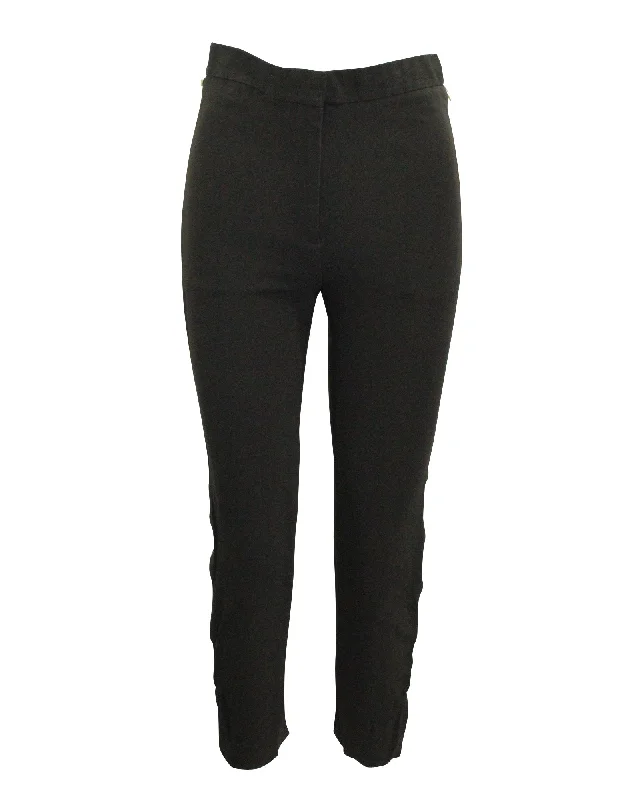 Celine Zip Up Detailed Slim Fit Pants in Black Silk