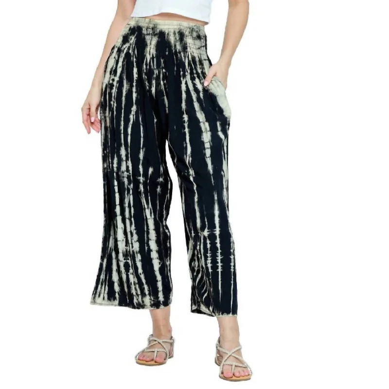 Julia Tie Dyed Crop Pants In Black