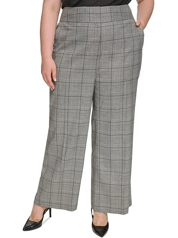 Plus Womens Houndstooth Business Dress Pants