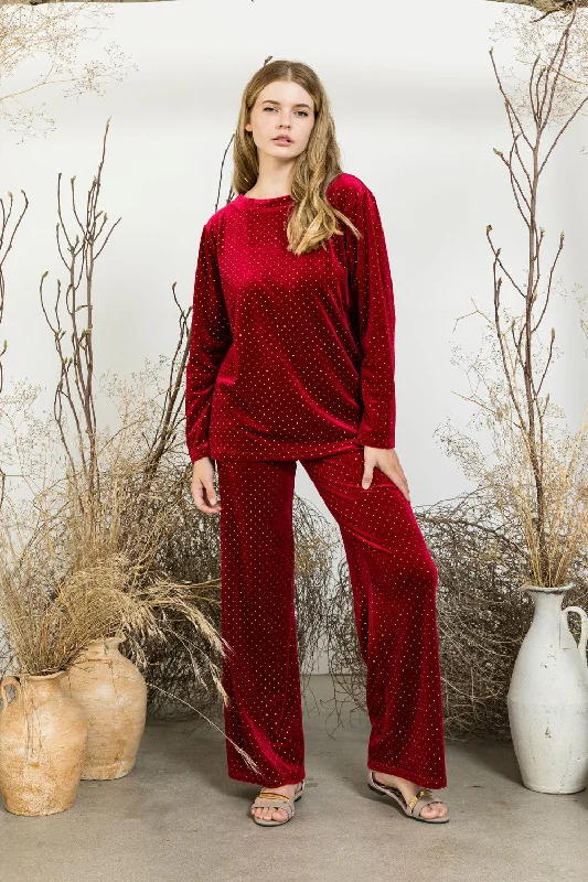 Sparkling Wine Velvet Top & Pant Set