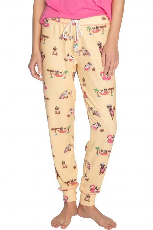 Spring Break Dogs Lounge Pant In Yellow Mist