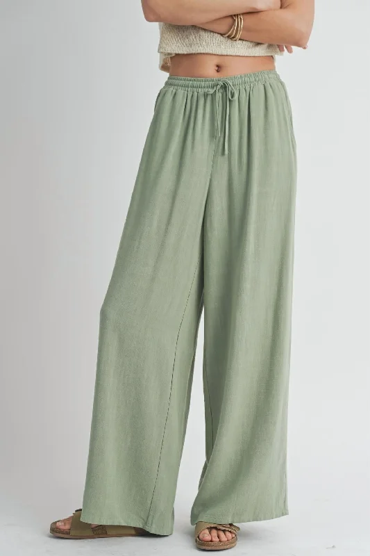 Sugarloaf Linen Pants In Sage