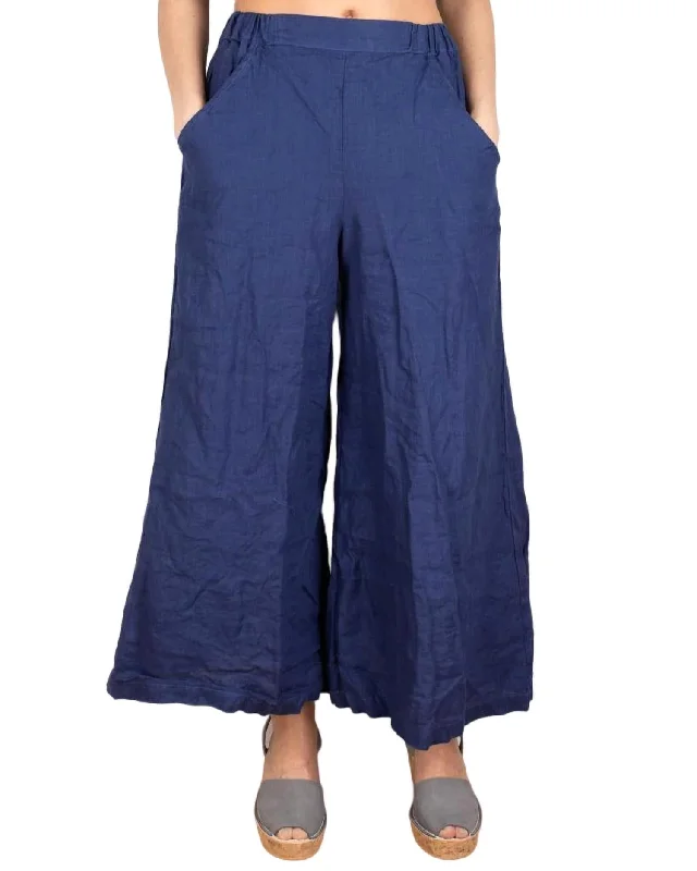 Wendy Cropped Linen Pant In Marine